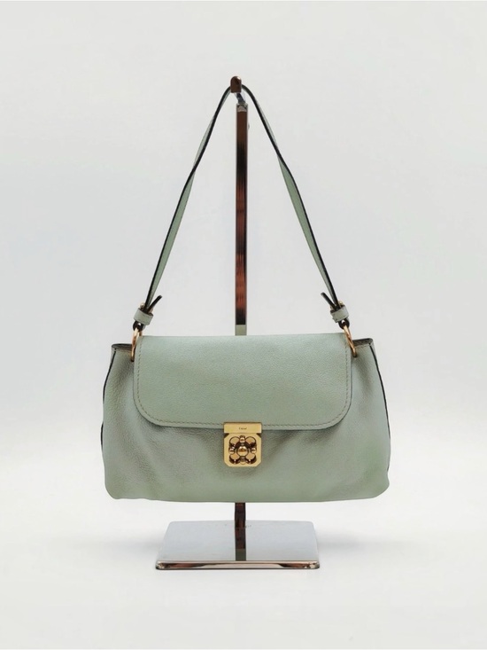 Chloe Handbags - Chloé Elsie Mint Green Leather Shoulder Bag Gold Turn Lock